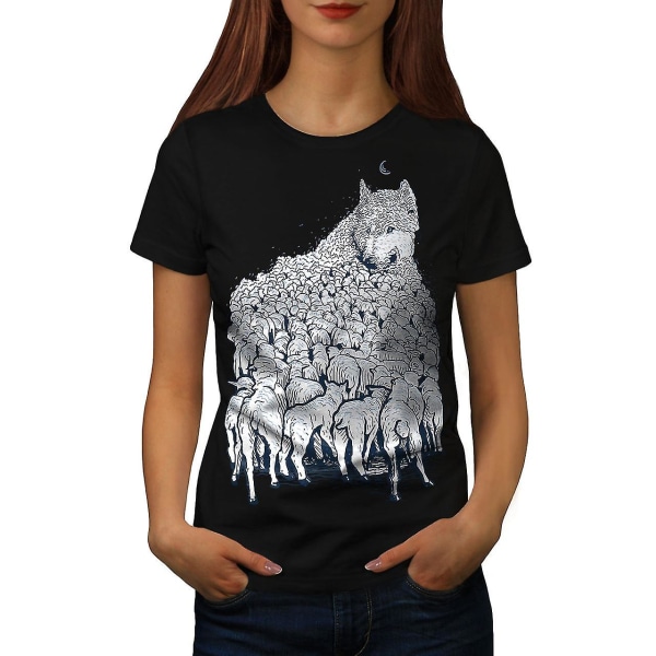 Wolf Sheep Herd Animal Women Blackt-shirt S