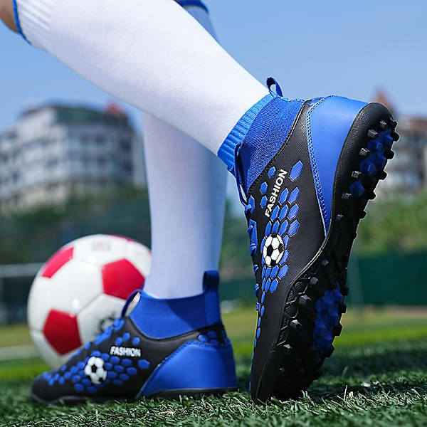 Fotbollsskor för män Spikes Fotbollsskor för ungdomar Ankelstövlar Atletisk Sneaker 3C20218 Blue 41