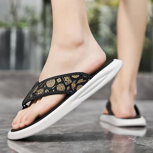 Herrflip-flops stringtrosor Sandaler Komforttofflor för stranden 3C23313 Gold 41