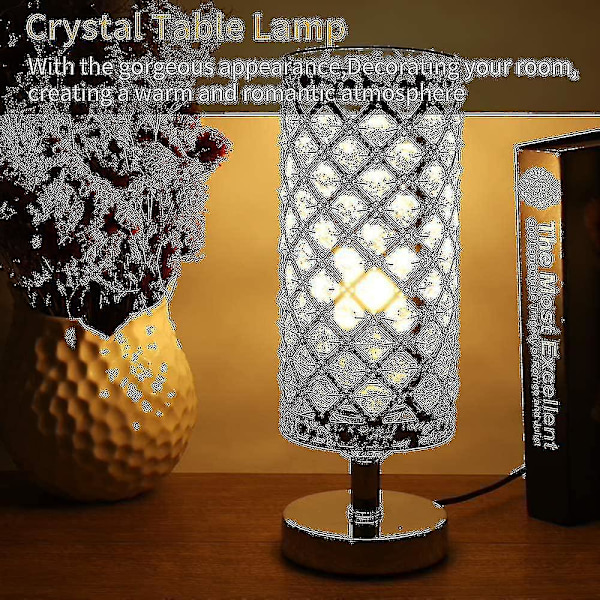 Lampor Kristall Sängbordslampa Modern Silver Sänglampsskärm E27