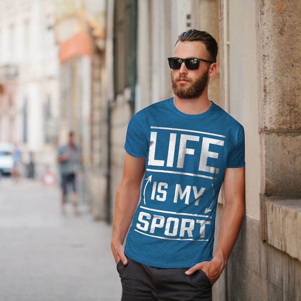 Life Is Sport Quote Roliga män Royal Bluet-shirt | Wellcoda S