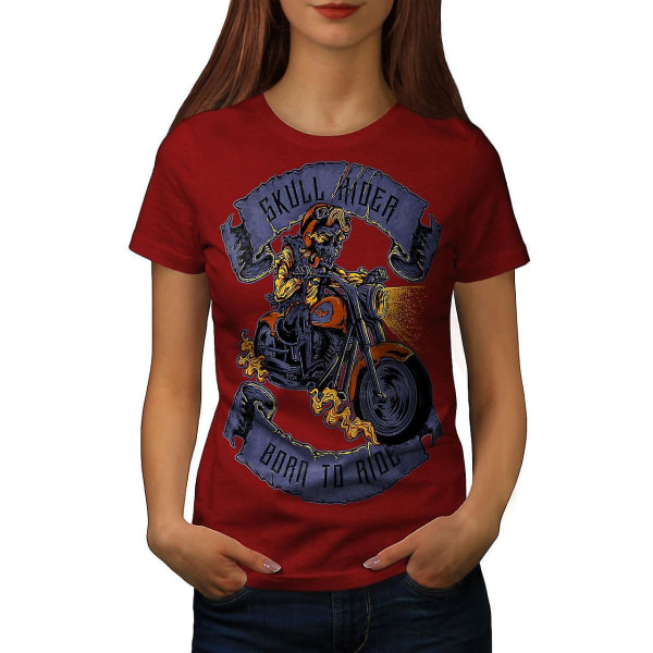 Ride Skull Moto Dam Röd-skjorta XL