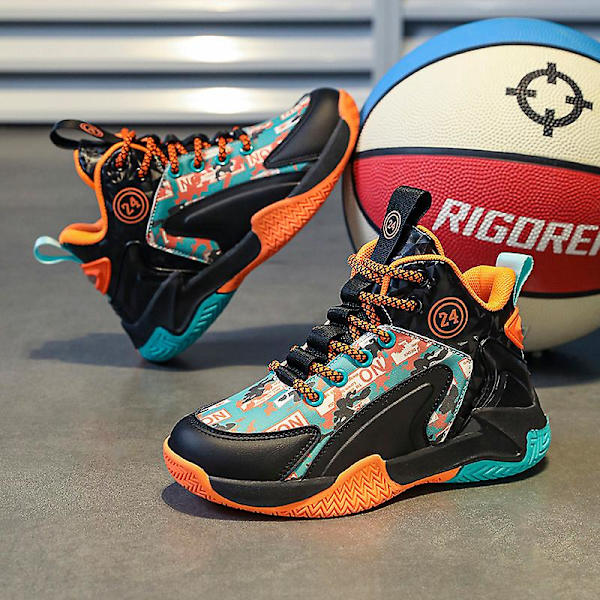 Basketskor för barn Mode Halkfria sneakers Andas sportskor L812 Black 34