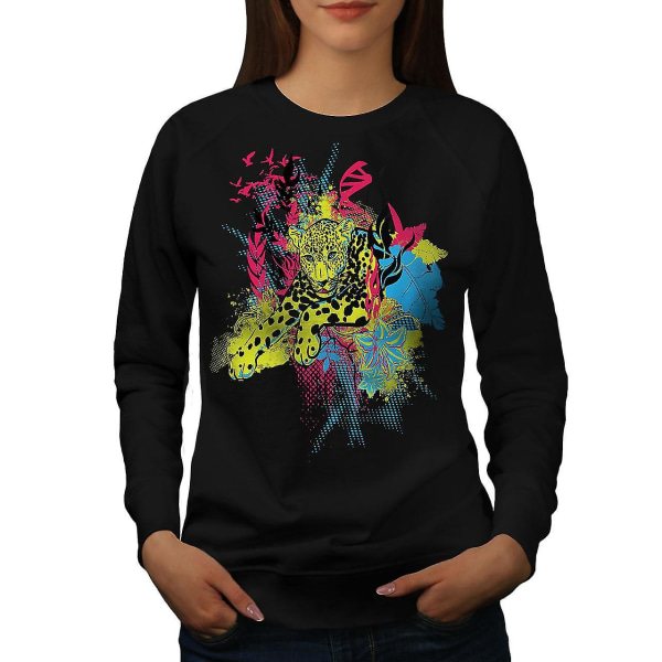 Tiger Colorful Art Women Blacksweatshirt M