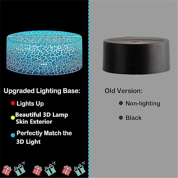 3D-lampor med fjärrkontroll, LED-lampa 16 färger Ljus Dimbar Touch Switch USB / batteriinsats, Bi
