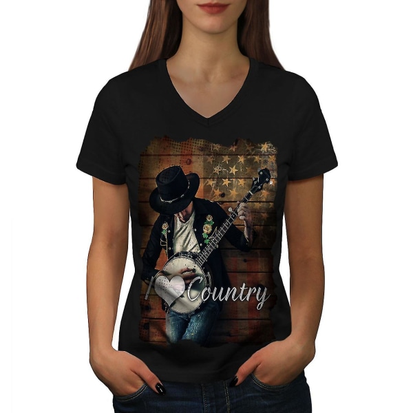 Country Music Player T-shirt för kvinnor 3XL