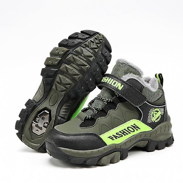 Barnsneakers Andas löparskor Mode Sportskor Vinter bomullsskor 878 Green 32