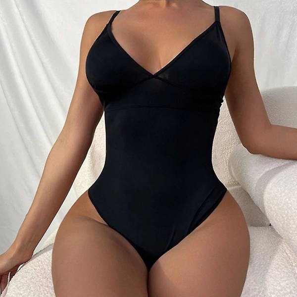 Damer Shapewear Bodysuits Waist trainer Slim Full Body Shaper Inbyggd BH Camisole Toppar Magkontroll Slimming Underkläder, svart S