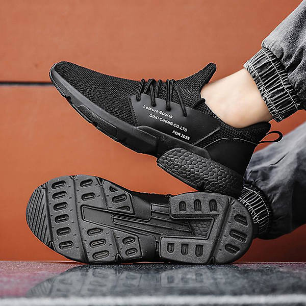 Herrsneakers Lättviktssportlöparskor Andas promenadskor Black 44