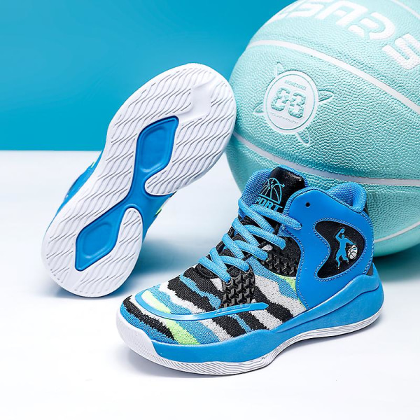 Barn Basketskor Mode Pojkar Flickor Sneakers Andas Sportskor Eht008 BlackBlue 34