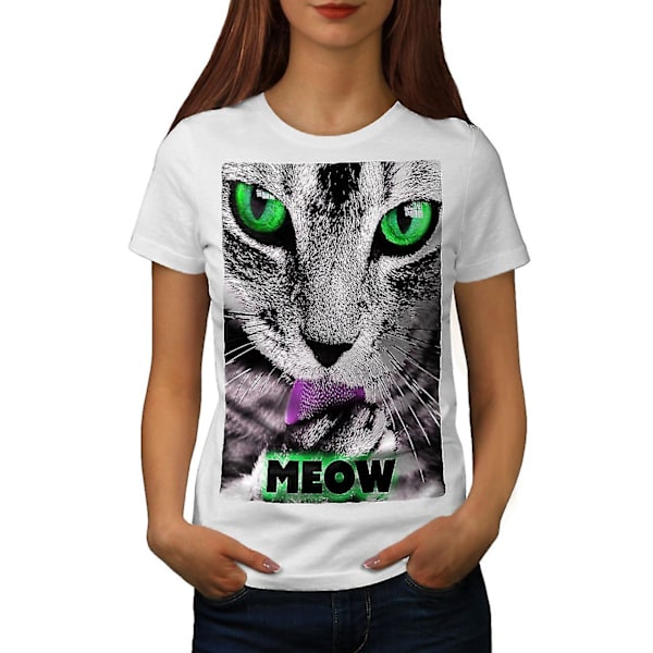 Meow Kitty Paw T-shirt för söt katt för kvinnor M