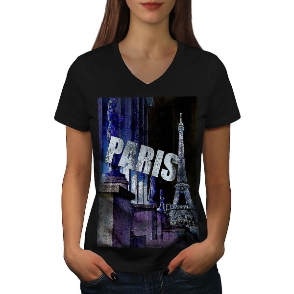Paris Landmark City T-shirt för kvinnor XXL