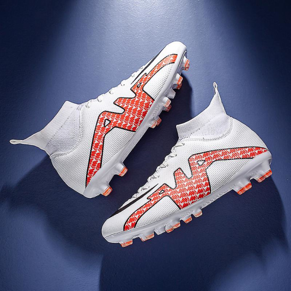 Fotbollsskor för män Höga fotbollsskor för vuxna Grästräning Sport Skor Sneakers 2J985A White 35