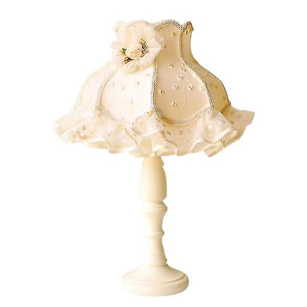 Sovrumsbordslampa Spets Lampskärm Tofs Trä Skrivbordsbelysning E27 Bok D92(F)