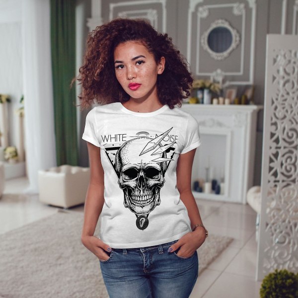 Noise Face Head Skull Women Whitet-shirt L