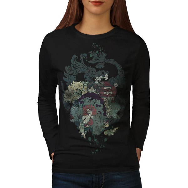 Dragon Unique Women Blacklong Sleeve T-shirt XL