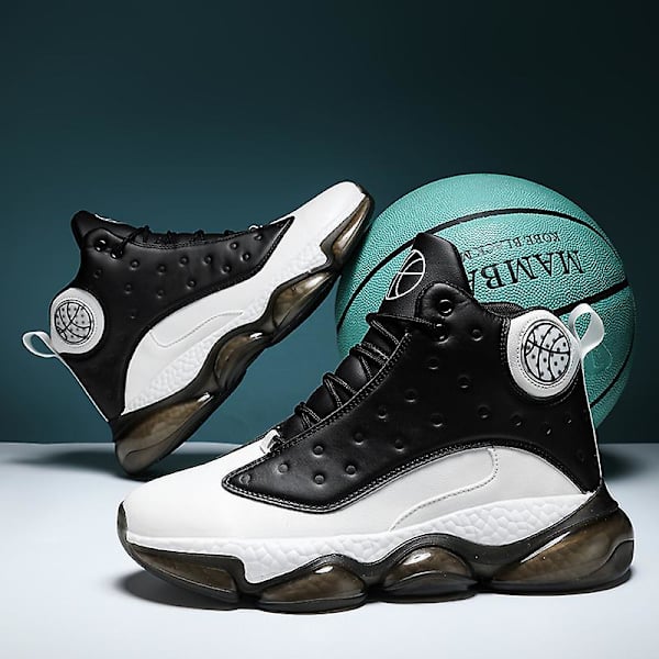 Basketskor för män Mode Halkfria sneakers Sportskor som andas 2J6979 BlackWhite 41