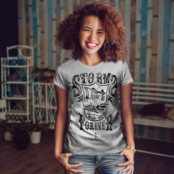 Storms Dont Last Slogan Women Greyt-shirt XL