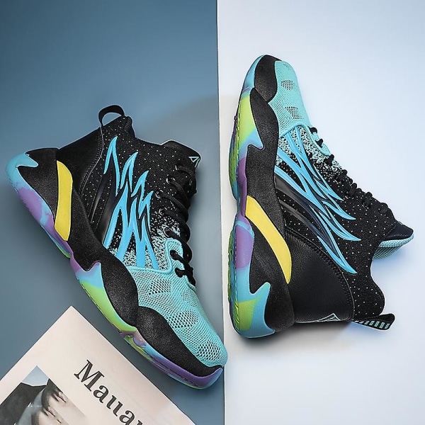 Basketskor för män Mode Halkfria sneakers Andas sportskor W27 BlackBlue 40