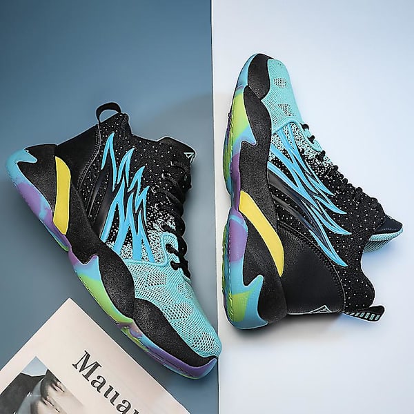 Basketskor för män Mode Halkfria sneakers Andas sportskor W27 BlackBlue 41