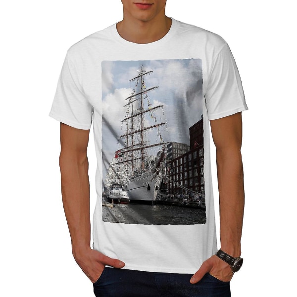 Ship City Photo Män Whitet-shirt L