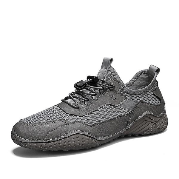 Promenadskor för män Andas Flying Woven Mesh joggingskor Halkfria sneakers 3C55071 Gray 38