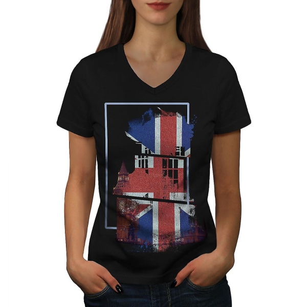 Clocktower Flag Country Uk T-shirt för kvinnor XXL