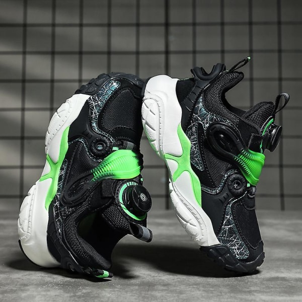 Barn Sneakers Pojkar Basketskor Halkfria Barn Sportskor 3B2296 BlackGreen 37
