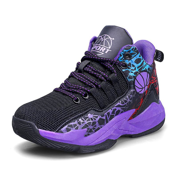 Barn basketskor Mode halkfria sneakers Andas sportskor 739 BlackPurple 31