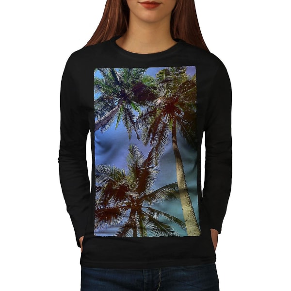 Palm Summer Photo Långärmad T-shirt för kvinnor M