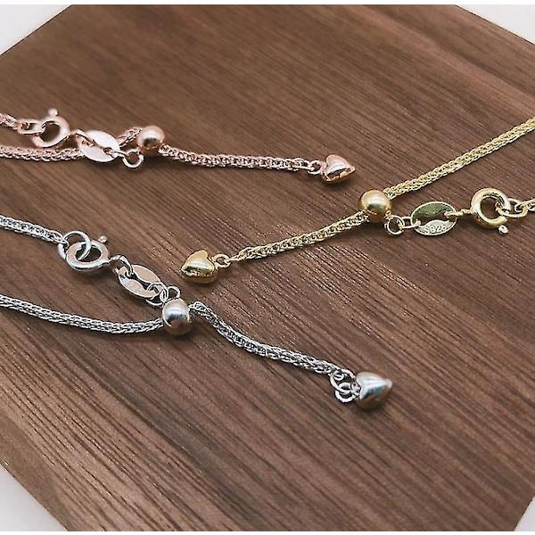 (ett vitguldhalsband)ett 925 Sterling Silverhalsband Kvinnlig fritt justerbar kedja Mångsidig Klassisk DIY Bare Chain Universal