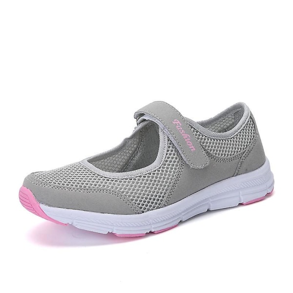 Arbetssköterskeskor Justerbara Andningsbara kilar Slip-on Walking Sneaker Fitness Casual Mary Jane Sneaker Light Grey EU 36
