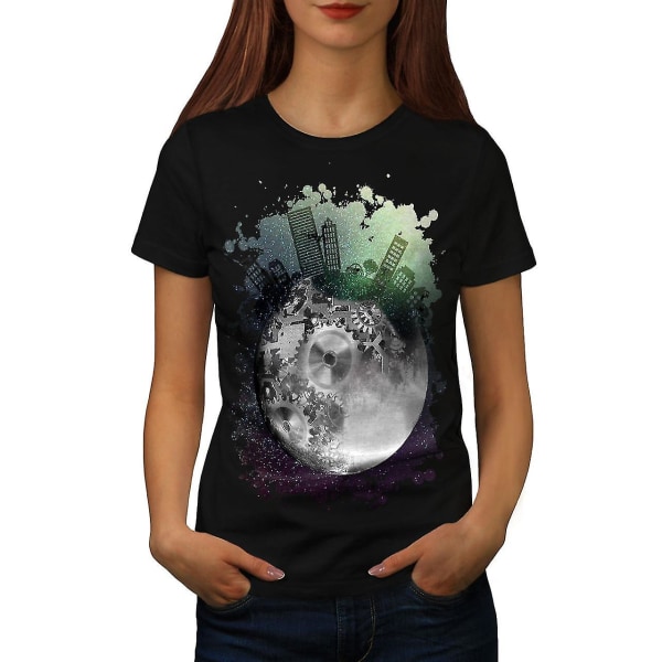 Urban Cosmos Moon Space Women Blackt-shirt S