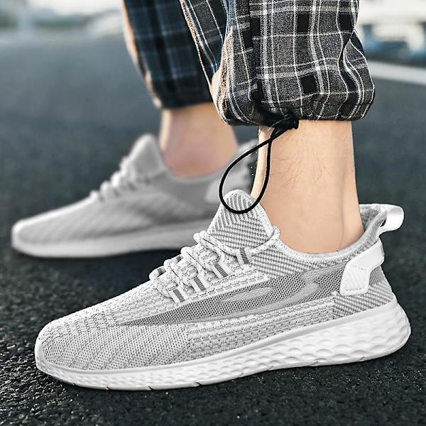 Herr Casual Bekväma Sneakers Andas löparskor 6937 White 41