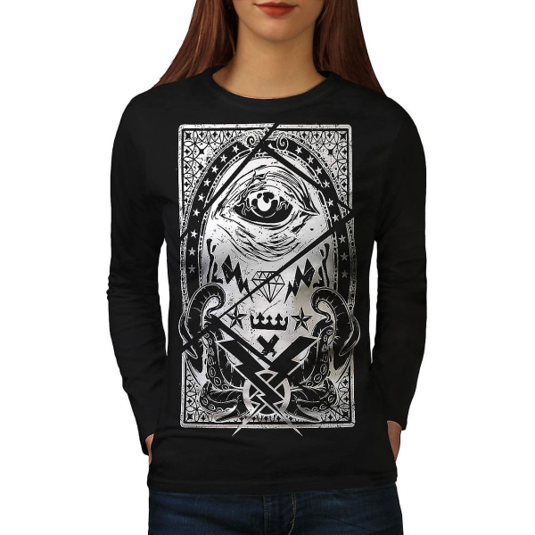 Triangel Horror Vintage Långärmad T-shirt för kvinnor L