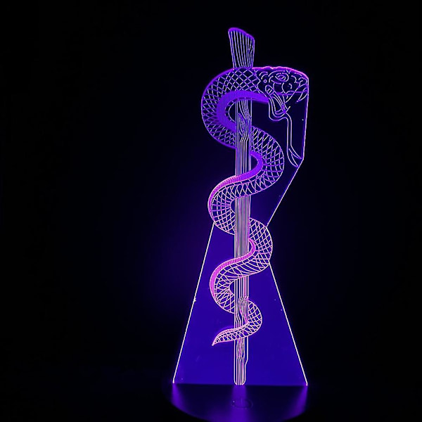 Snake Winding Truncheon 3d Led Nattljus Sovrumsbordslampa Färg ändras