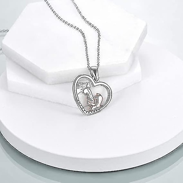 Tjej- och hästhalsband för tjejer Sterling silver Hästsmycken Hästpresenter för kvinnor 18"