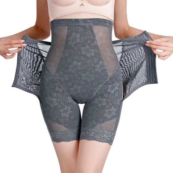 High Waist Shapewear Power Shorts Kompression High Waisted Body Shaper Trosor Shapewear Dam Magkontroll Höftlyftsbyxor, grå L