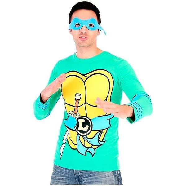 Teenage Mutant Ninja Turtles långärmad kostym Grön T-shirt & ögonmask M
