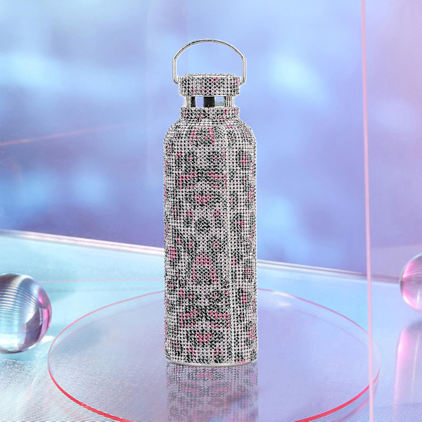 350ml/500ml/750ml isolerad flaska strass inlagd thermal rostfritt stål Barnisolerad vattenkopp för resor Silver 750ML