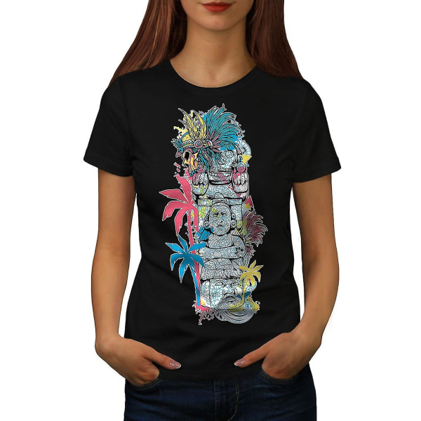 Gammal Aztec Art Vintage Women Blackt-shirt | Wellcoda S