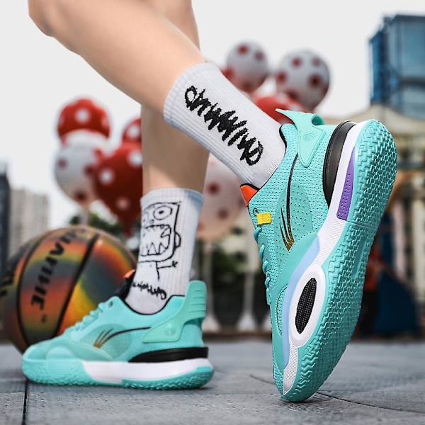 Basketskor för män Mode Halkfria sneakers Sportskor som andas Yj2199 Cyan 41