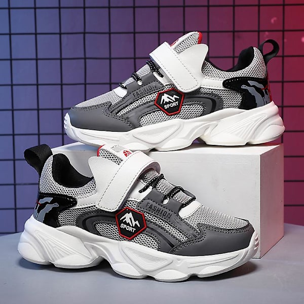 Barn Sneakers Pojkar Basketskor Halkfria Sportskor för barn 3Bt2023 Gray 34