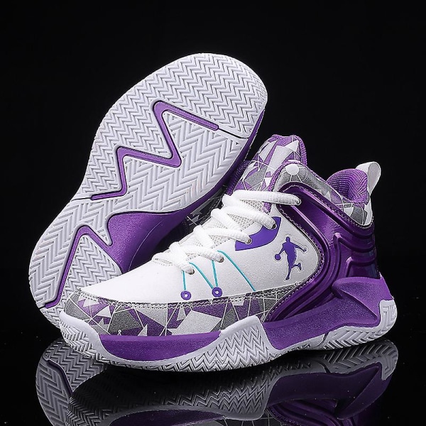 Basketskor för barn Mode Pojkar Flickor Sneakers Andas Sportskor 668 Purple 38