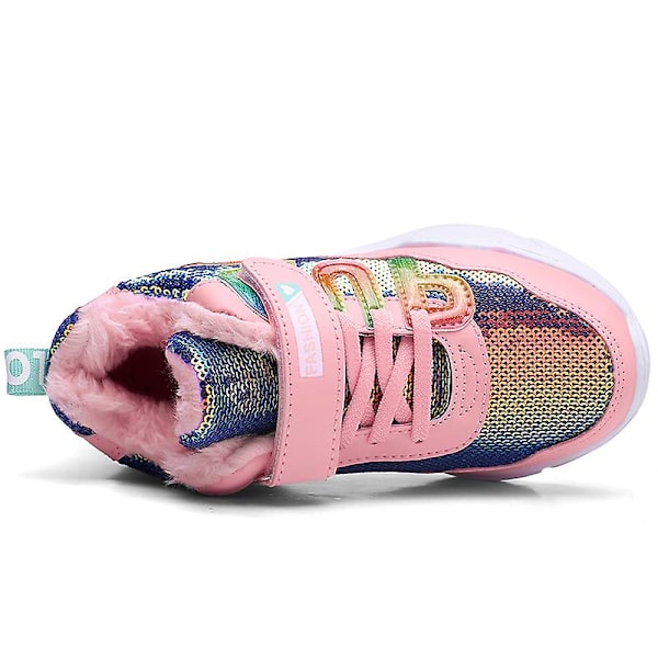 Snow Sneakers för barn Andas löparskor Mode Flickor Sportskor A01-1 Pink 34