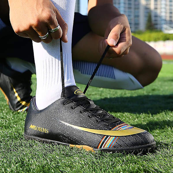 Fotbollsskor för män Halkfria fotbollsskor Klossar Gräs Fotbollssneakers M9065 Black 43