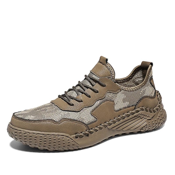 Promenadskor för män Andas Flying Woven Mesh joggingskor Halkfria sneakers 3C9903 Khaki 41