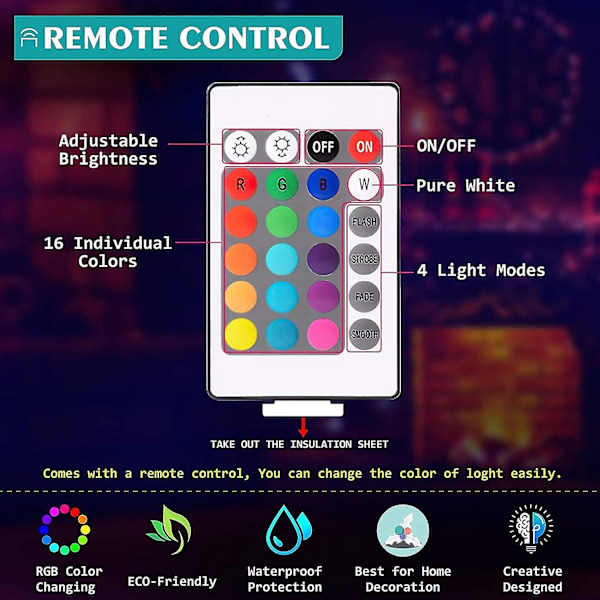 3D-lampor med fjärrkontroll, LED-lampa 16 färger Ljus Dimbar Touch Switch USB / batteriinsats, Bi