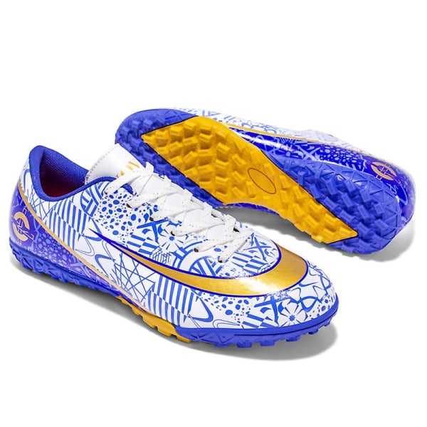 Fotbollsskor för män Fotbollsskor för vuxen fotled Grästräning Sport Skor Sneakers 222-1 Blue 42