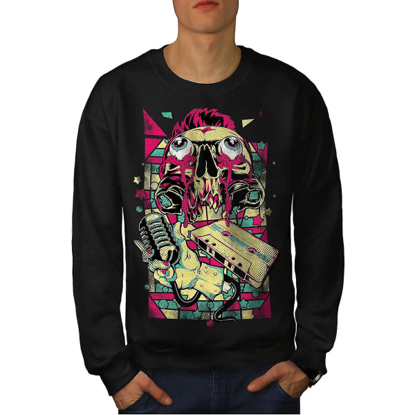 Musik Zombie Mic Mode Män Blacksweatshirt | Wellcoda XL